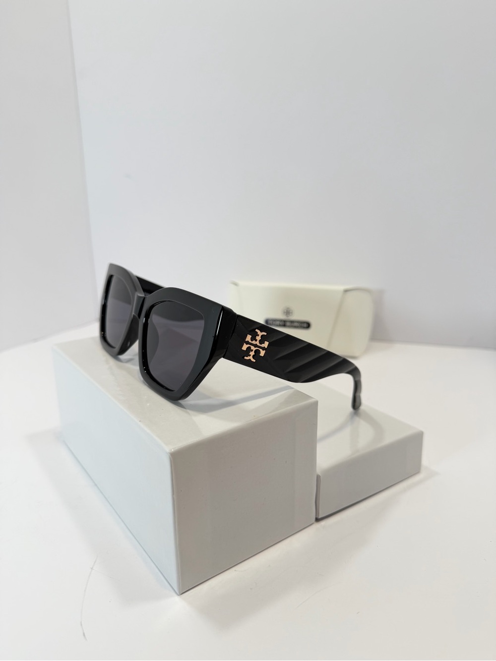 Tory Burch Black Sunglasses with Gold Logo Accent